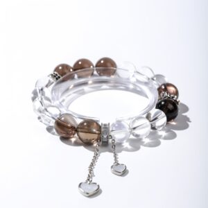 Silent Heart – Smoky Quartz & Clear Quartz Bracelet