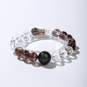 Shadow & Clarity｜Obsidian, Smoky & Clear Quartz Bracelet