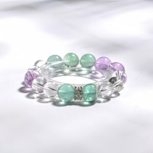 Amethyst + Green Fluorite + Clear Quartz Energy Balance Bracelet
