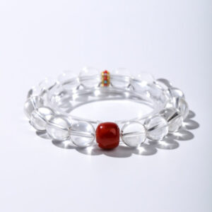Flame Within — Clear Quartz with Red Agate Bracelet